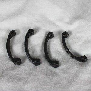 Dark Brown Metal Drawer Handles Set of 4 Scroll Braided 4 Inches Long